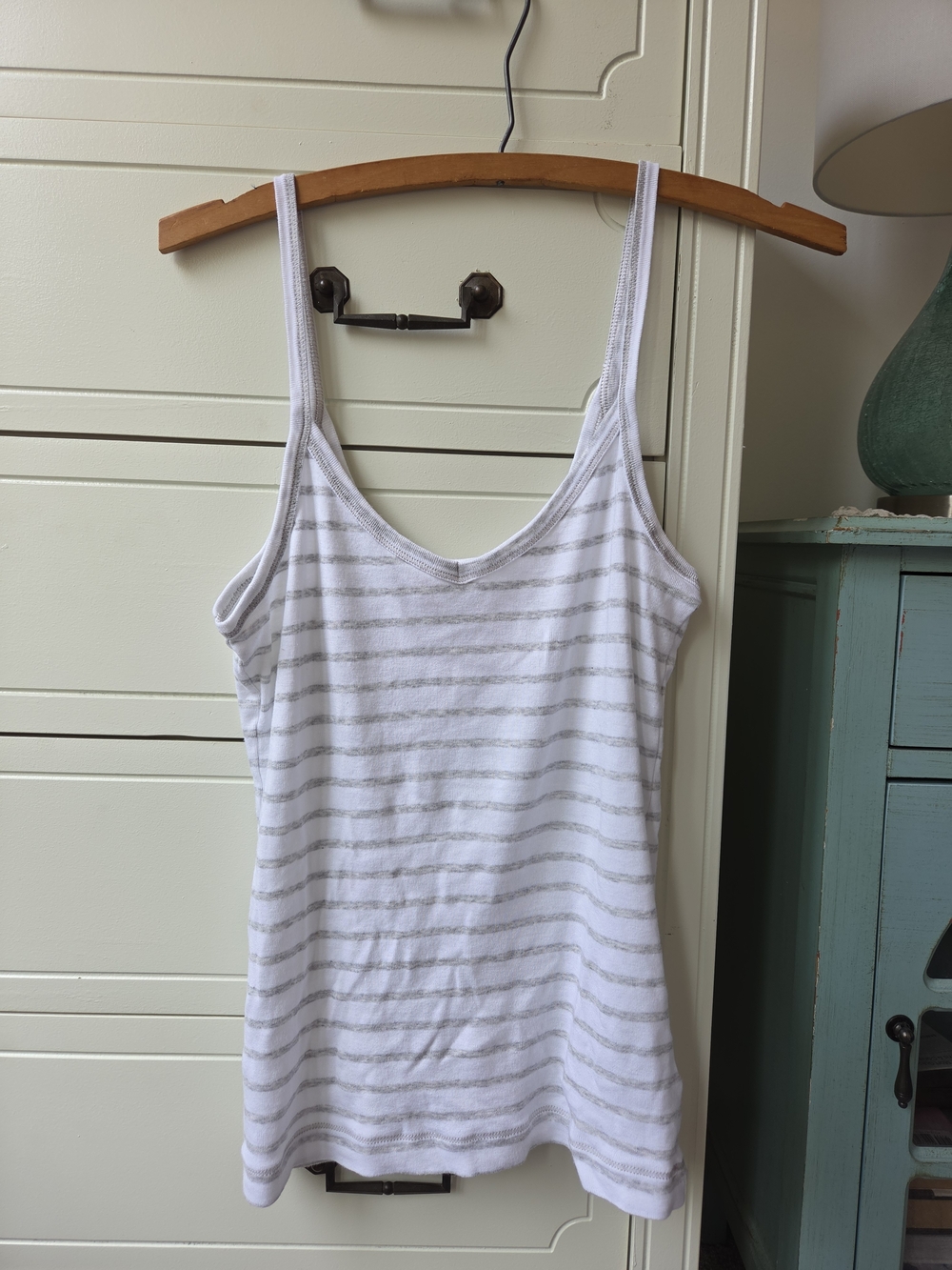 Women's White Striped Tank Top - Lightweight Summer Camisole